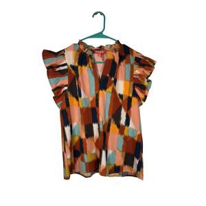 Ready For The Day Brown Abstract Blouse